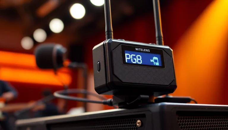 High-quality PG88 wireless microphone receiver with signal display on professional sound equipment, ideal for live performances and recording.