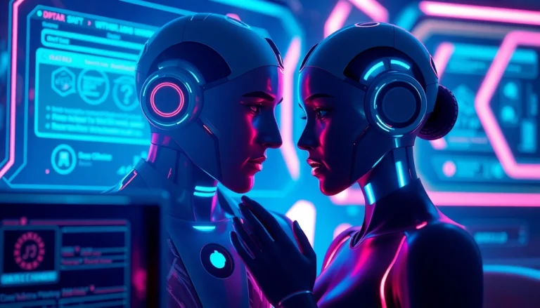 Engaging nsfw ai chat scene showcasing a digital avatar in an unfiltered, seductive conversation with vivid neon lighting, emphasizing realism and intimacy for screen readers.