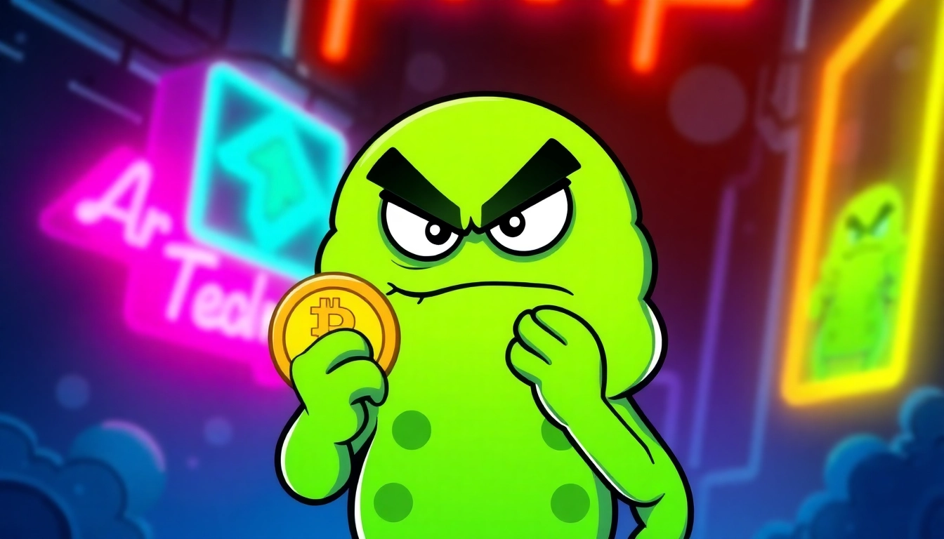 Engaging image of Angry Pepe Meme Coins mascot promoting community and crypto utility for