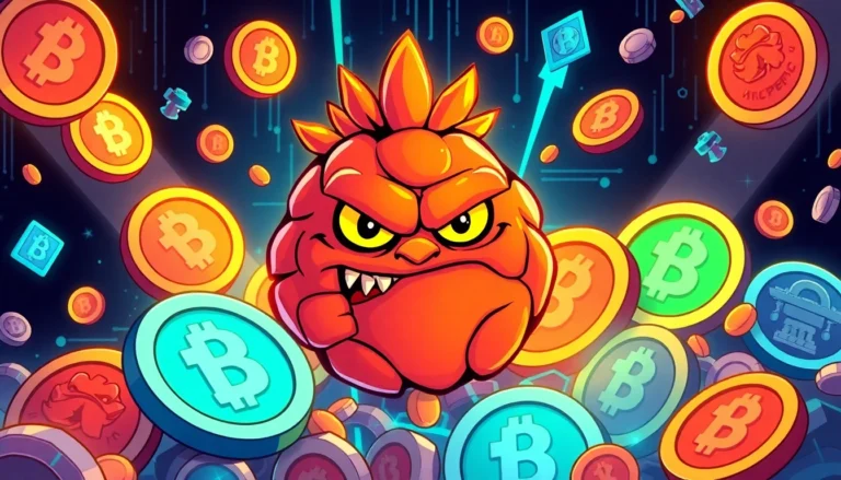 Engaging graphic showing Angry Pepe Meme Coins with gambling and blockchain visuals to attract